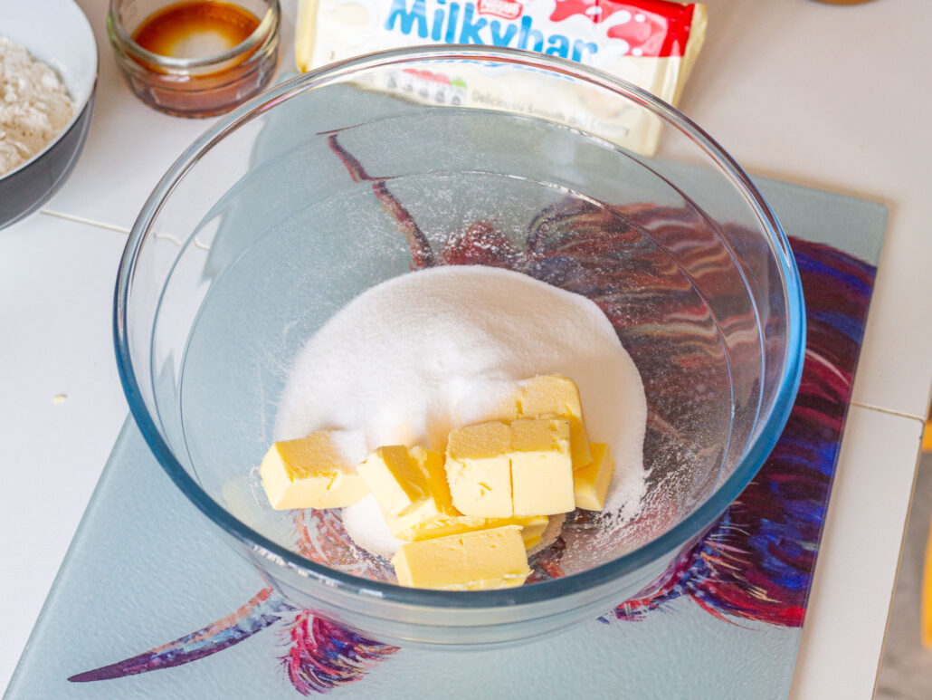 step one making the sponge cake recipe