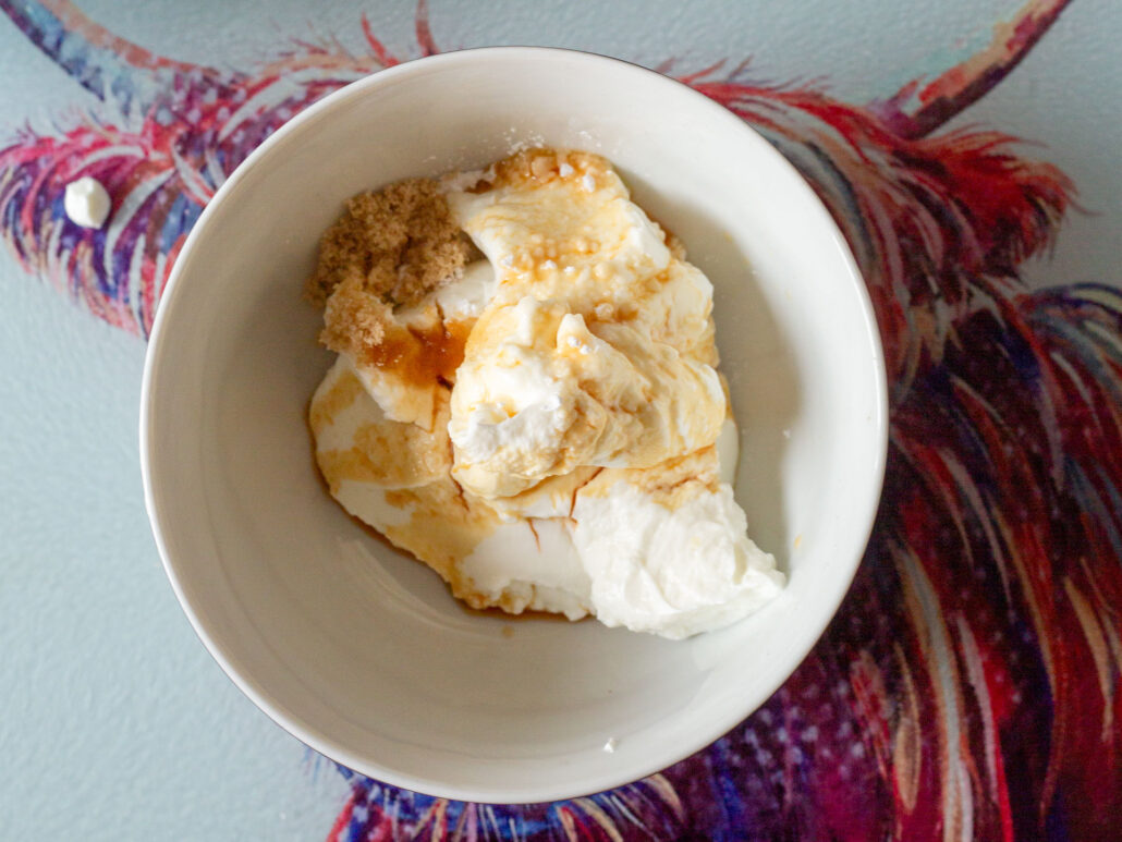 making the marshmallow yogurt for overnight weetabix recipe
