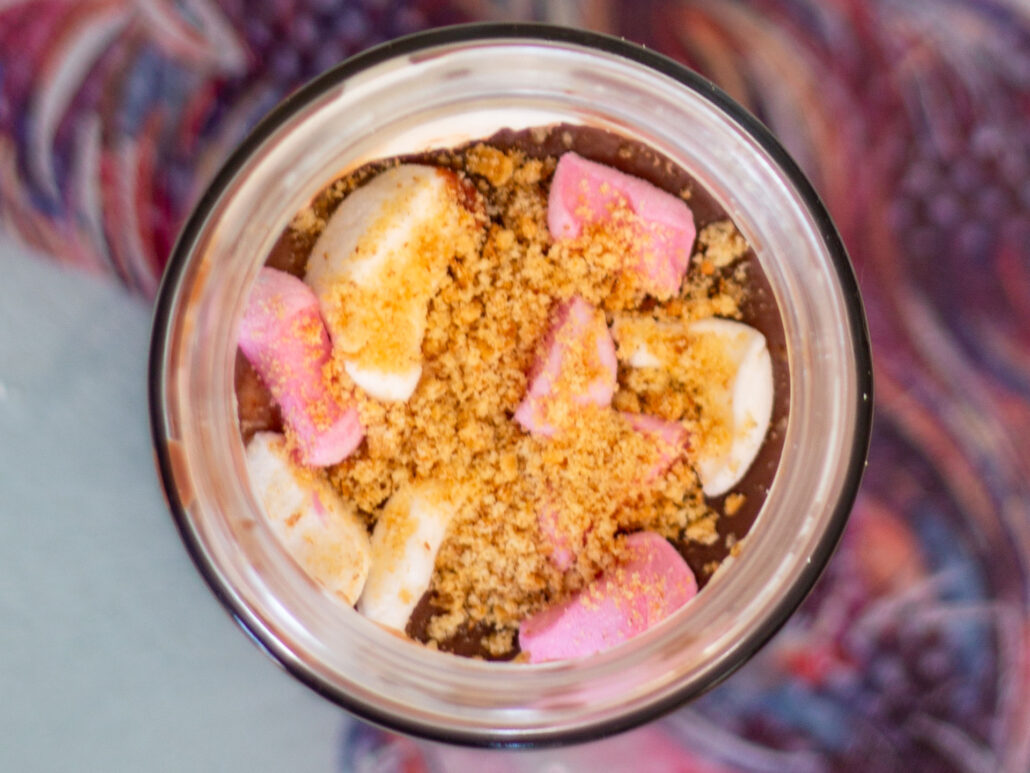 top down close up showing the texture of the overnight weetabix recipe